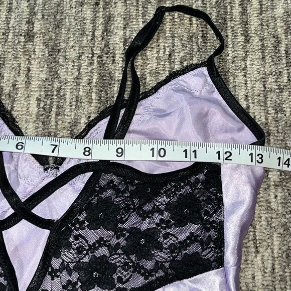 Apt 9 Intimates Womens Small Mini Slip Dress Purple Black Lace Chemise‎ Lingerie - Picture 7 of 8